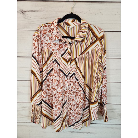 Cato Women's Multicolor Floral Long Sleeve Button Front Blouse Size 18/20W - Picture 1 of 6
